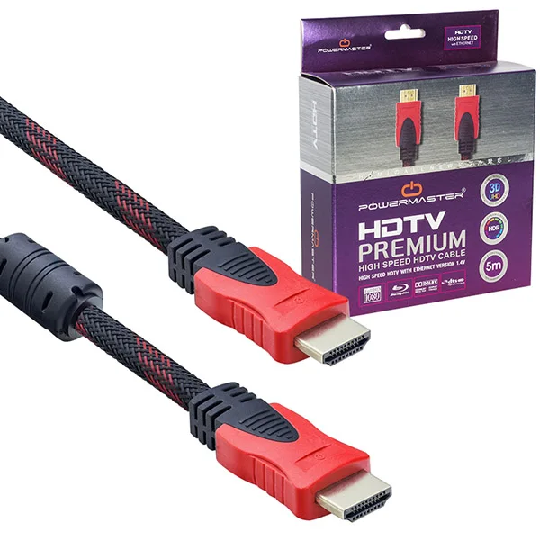 HDMI CABLE 5 METERS 1.4 V BRAIDED BOXED POWERMASTER