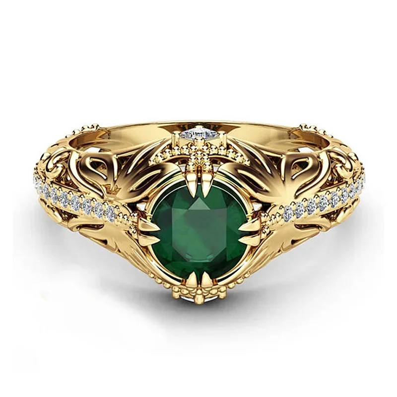 DIWENFU 14K Gold Emerald Ring for Women Genuine Anillos De Bizuteria Anillos Mujer 14 K Gold Jewelry Natural Emerald Ring Box