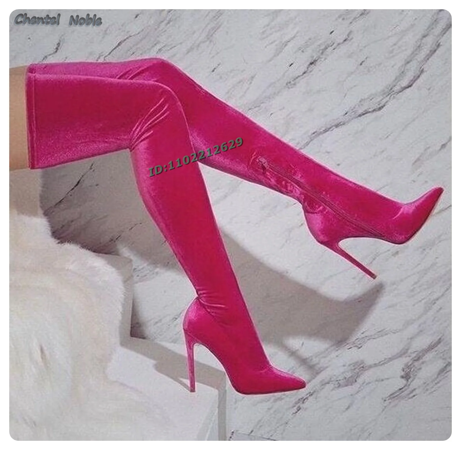 Suede Pink Pointed Toe Pumps Over-Knee Boots Side Zipper Solid Luxury 2024 Women Shoes New Arrivals Authum Winter Stilettos