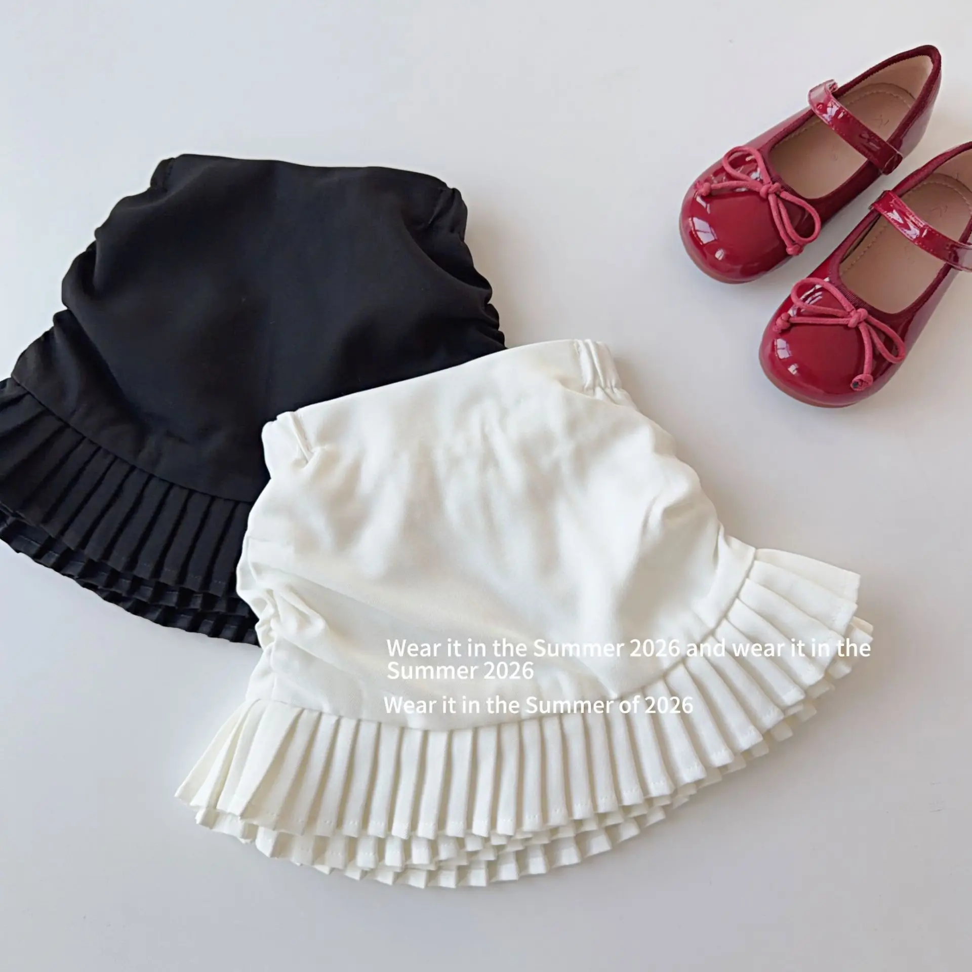 2026 Girls Spring and Summer Pleated Skirt Girls Princess Lotus Leaf Bust Skirt
