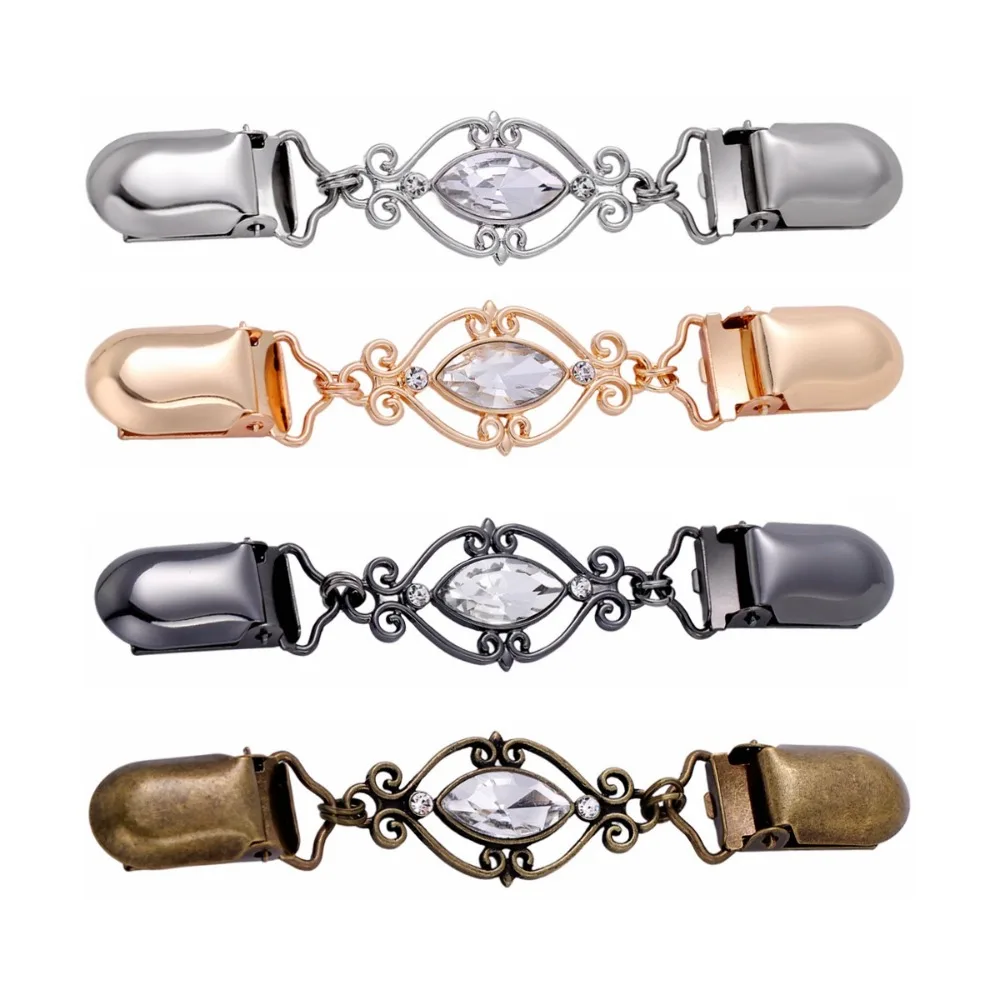 

Vintage Rhinestone Shawl Clips Waist Tightener Back Cinch Clip Cardigan Sweater Dress Collar Brooch Clip for Women Girl Clothing