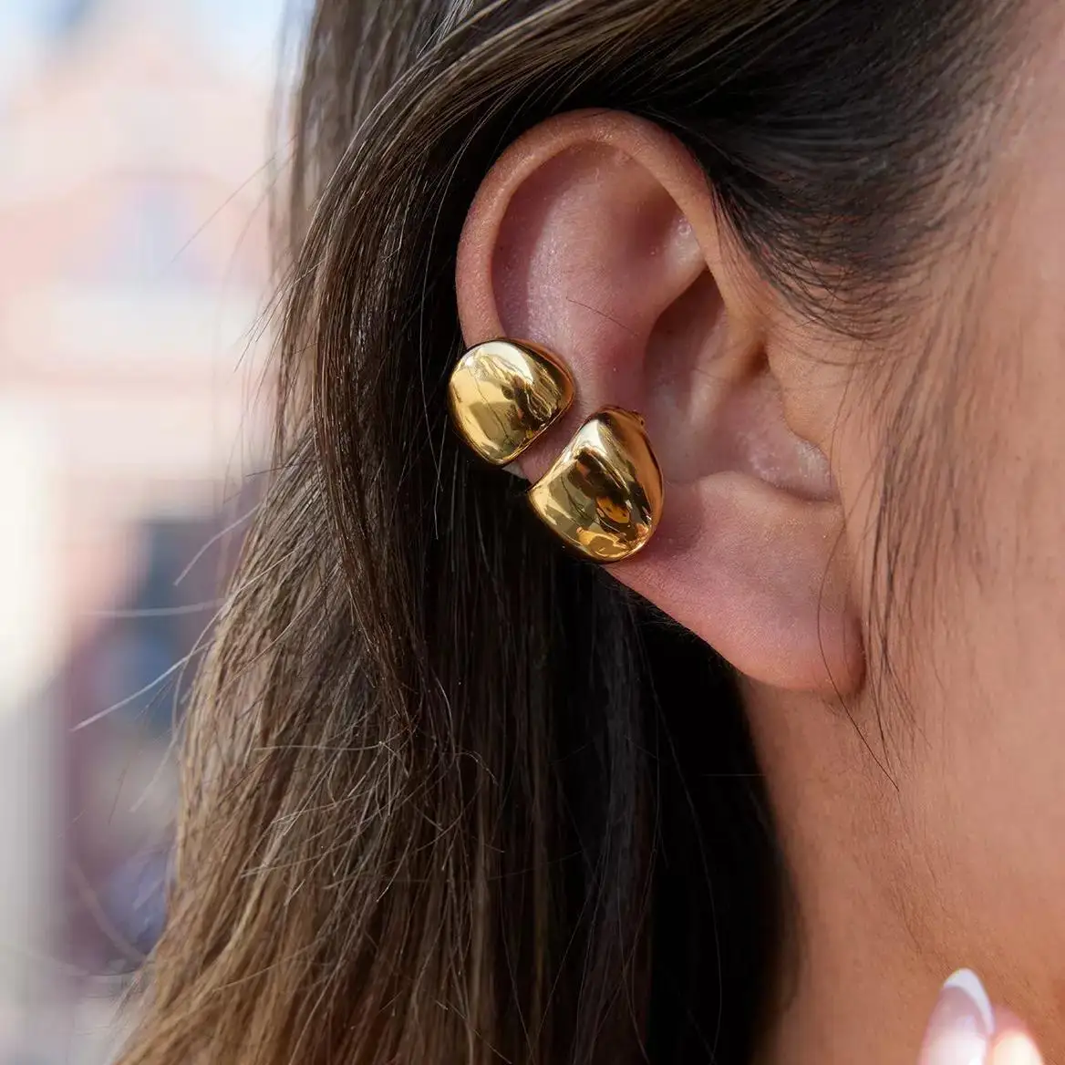 

ENFASHION Aretes De Mujer Irregular Grossy Ear Cuff Clip On Earrings For Women's Stainless steel 18K Plated Gold Fashion Jewelry