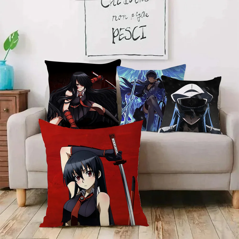 Hot Anime Akame Ga Kill Akame Pillow Covers Cartoon Sofa Decorative Home Double-sided Printing Short Plush Cute Cushion Cover