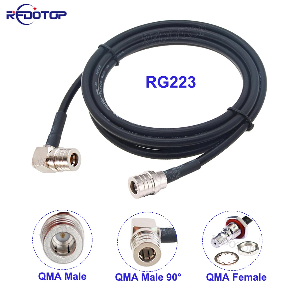 1Pcs RG223 Cable QMA Male Plug to QMA Male/Female Connector 50 Ohm Double Shielded Low Loss QMA RG-223 Pigtail Extension Jumper