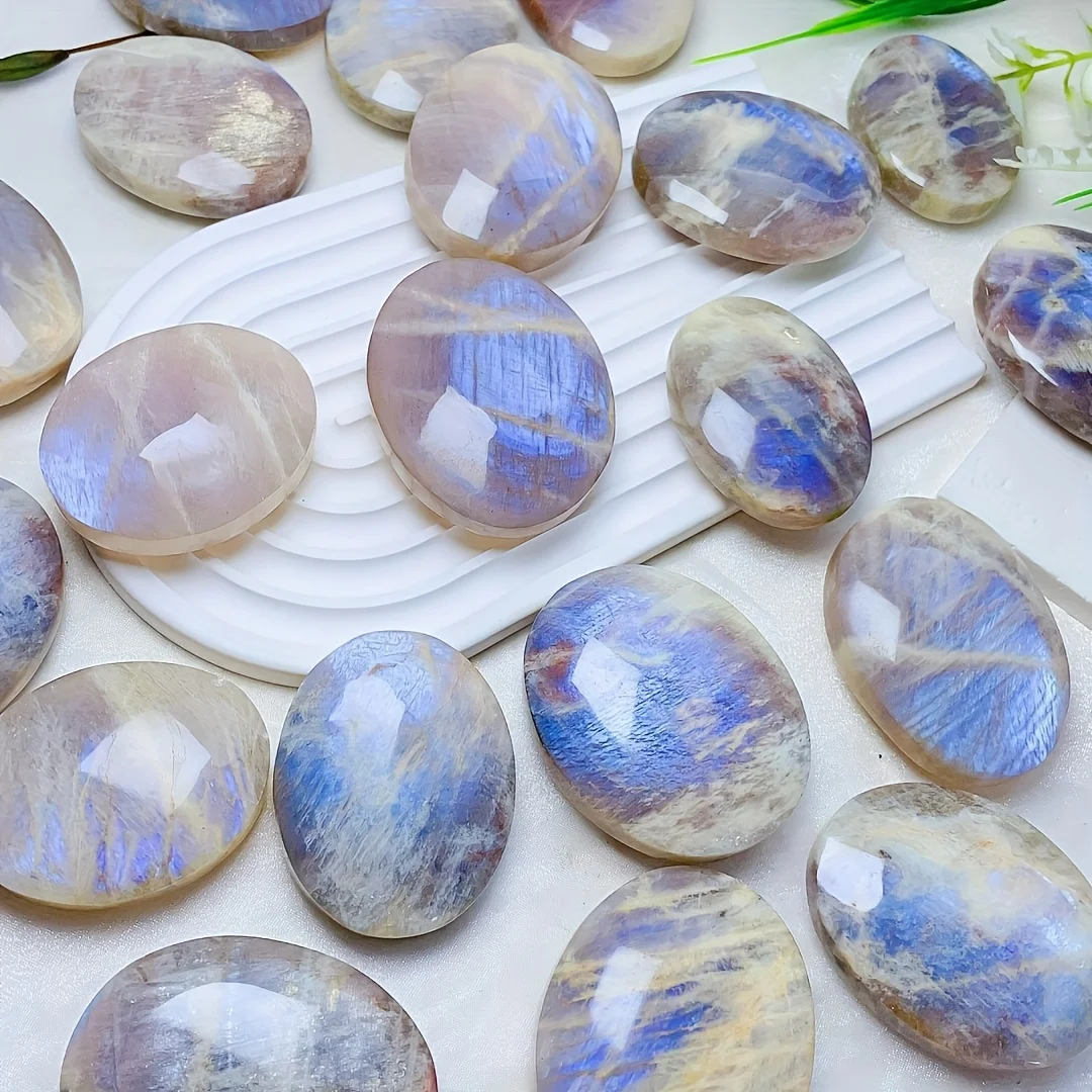 Exquisite Natural Blue Moonstone Palm Stone  Promotes Emotional Balance and Calmness in Meditation Perfect for Mindfulness Gift