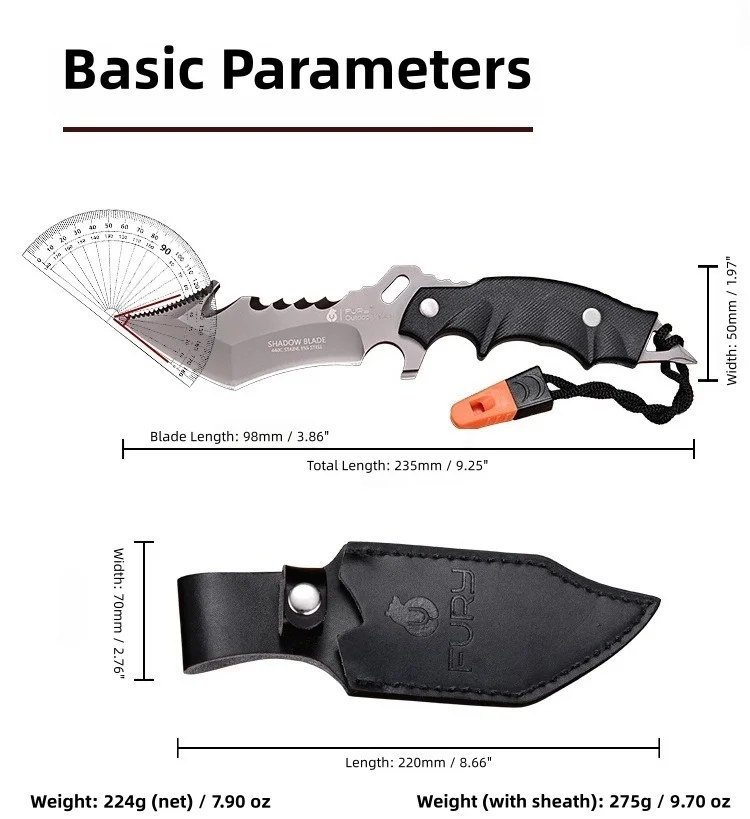 Multifunctional Outdoor Survival Knife with Screwdriver for Diving Hiking Camping 5Cr15 Steel Tactical Tool view 5