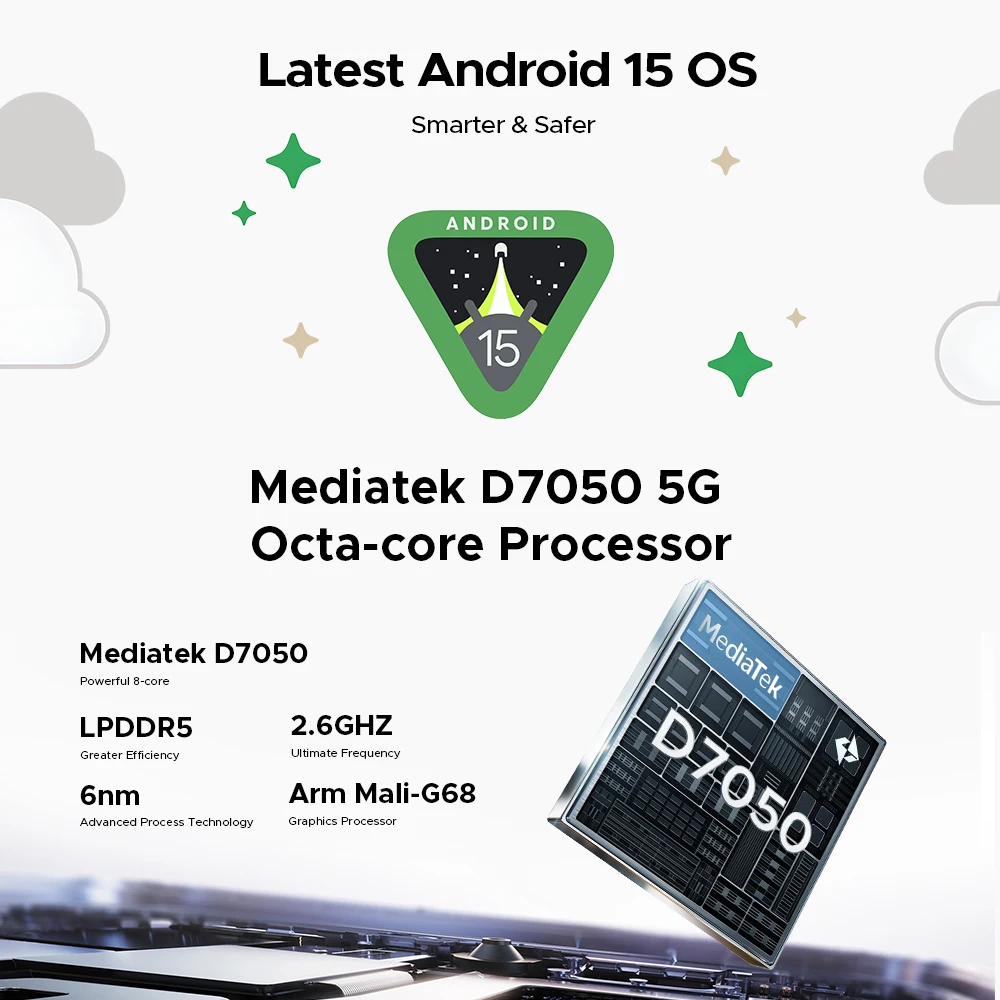 DOOGEE V Pad 5G 2 IN 1 تابلت أندرويد 15 12 بوصة 2.4k شاشة 7.95 ملم رفيعة للغاية 32 جيجابايت رام (8 جيجابايت + 24 جيجابايت) 256 جيجابايت 8800 مللي أمبير بطارية ذكية
