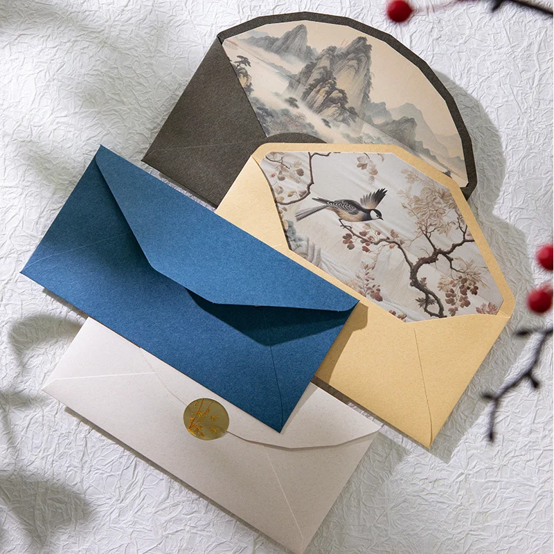 5pcs Exquisite Vintage Envelopes Classic Chinese Style Artistic Envelopes for Letters Wedding Invitation