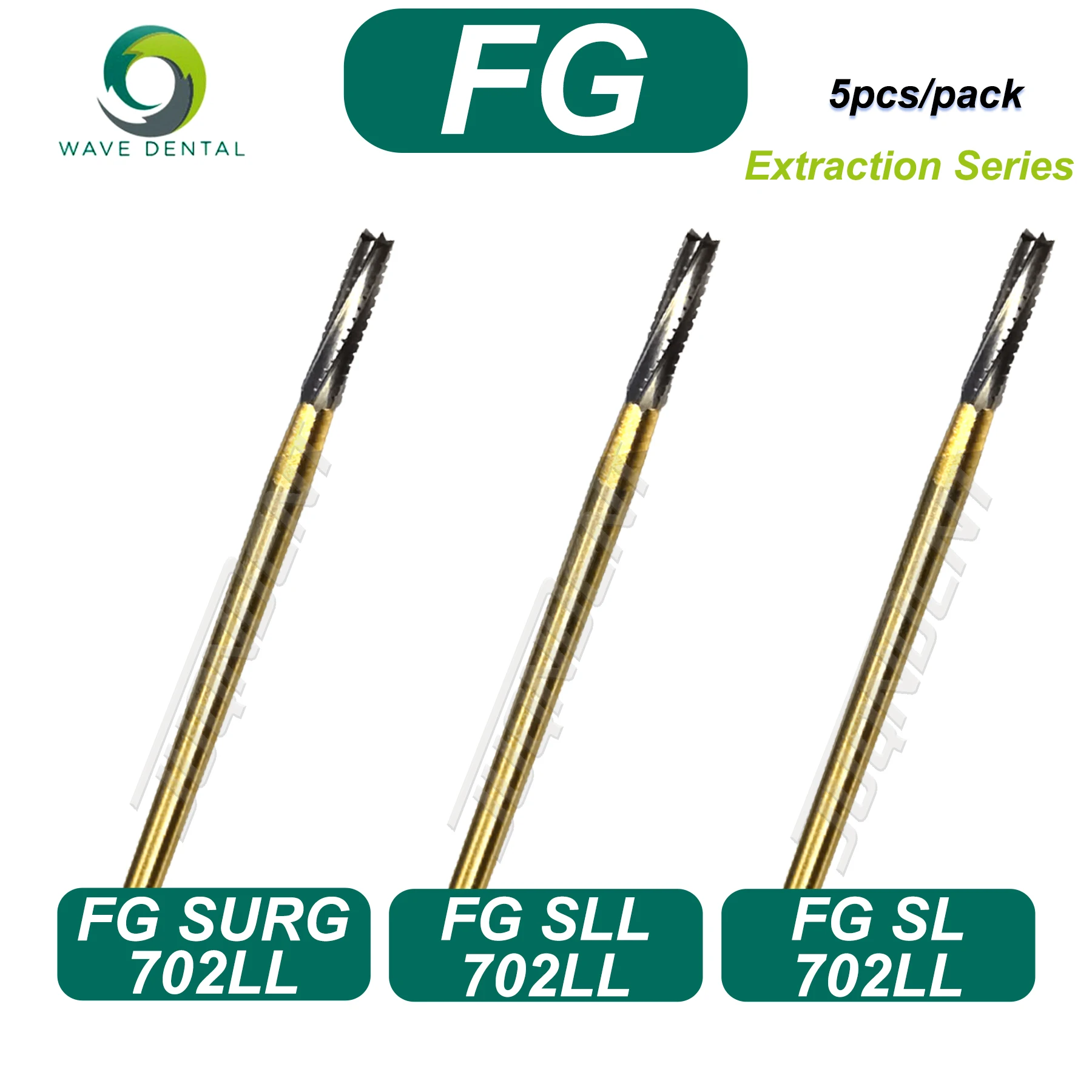 

WAVE Dental Tungsten Carbide Burs Dentistry Drill Tapered Fissure Cross Cut Head FG702 Dental Laboratory Equipment 5pcs/Pack