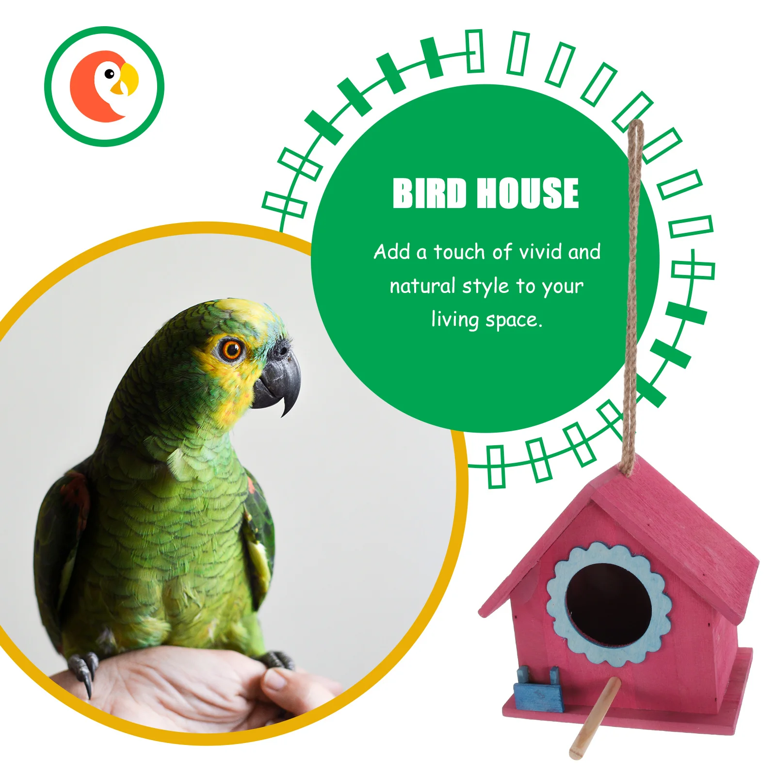 

Wooden Bird Hanging Ornament Safe Durable Natural Wood Crafted Birdhouse Garden Decoration Gift Wooden Birds