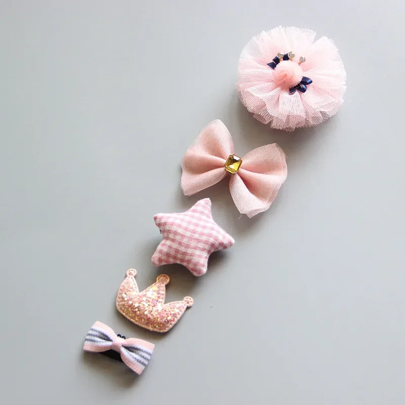 5Pcs/Set Baby Hair Clip Set Baby Headband Accessories Cross Kid Hairclip Cartoon Girl Hair Clip Baby Barrettes Hair Accessories