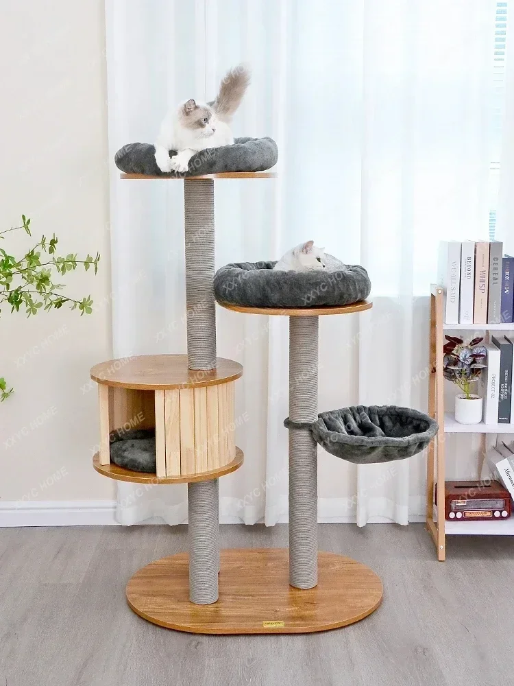 Wooden Cat Climbing Frame Cat Nest Integrated Vertical Climbing Rack Cat Scratch Board