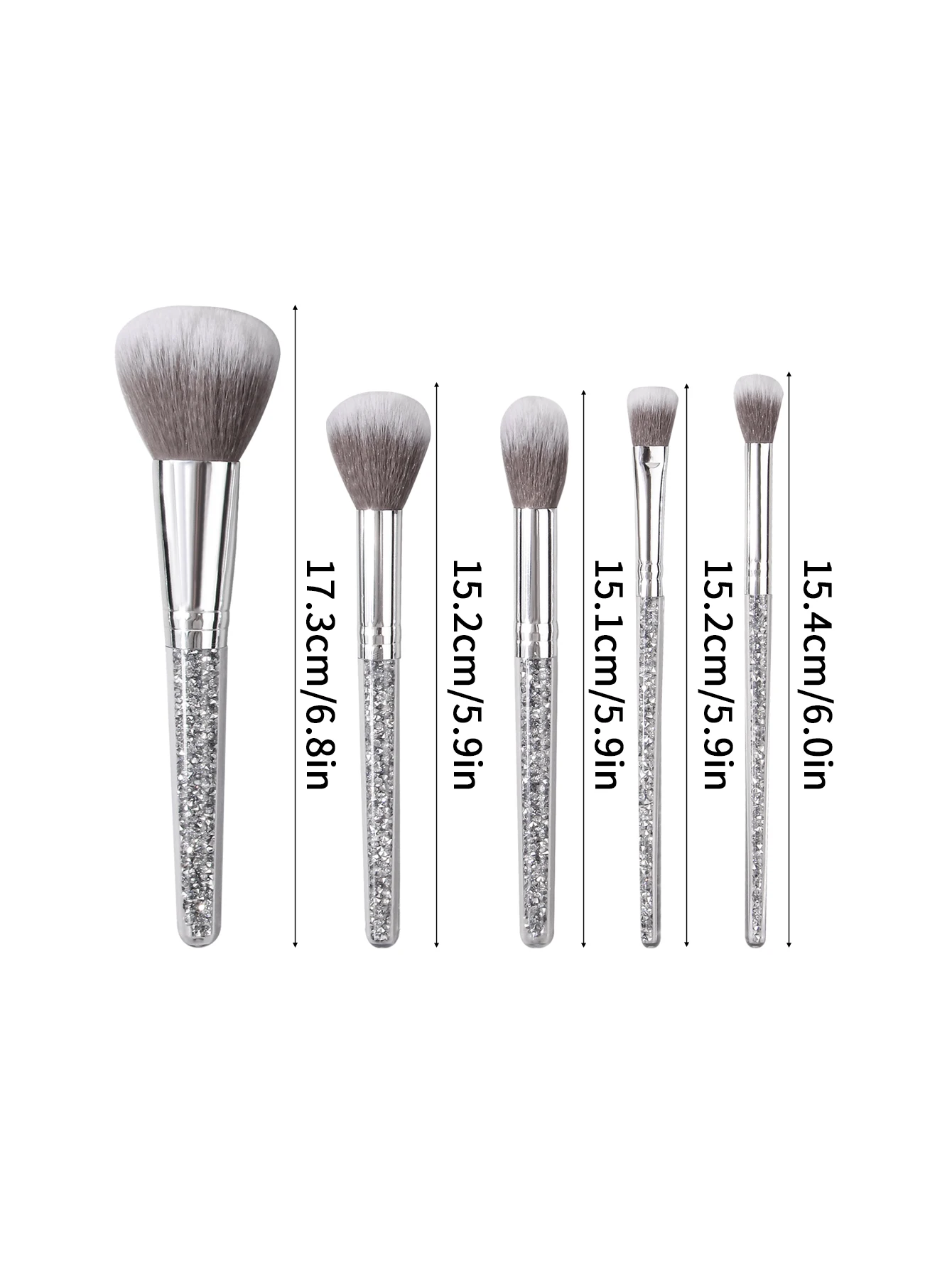 6PCS 고급스러운 메이크업 브러쉬 세트, 다이아몬드 핸들 루스 브러쉬 블러쉬 브러쉬 세트 + 대용량 보관 버킷