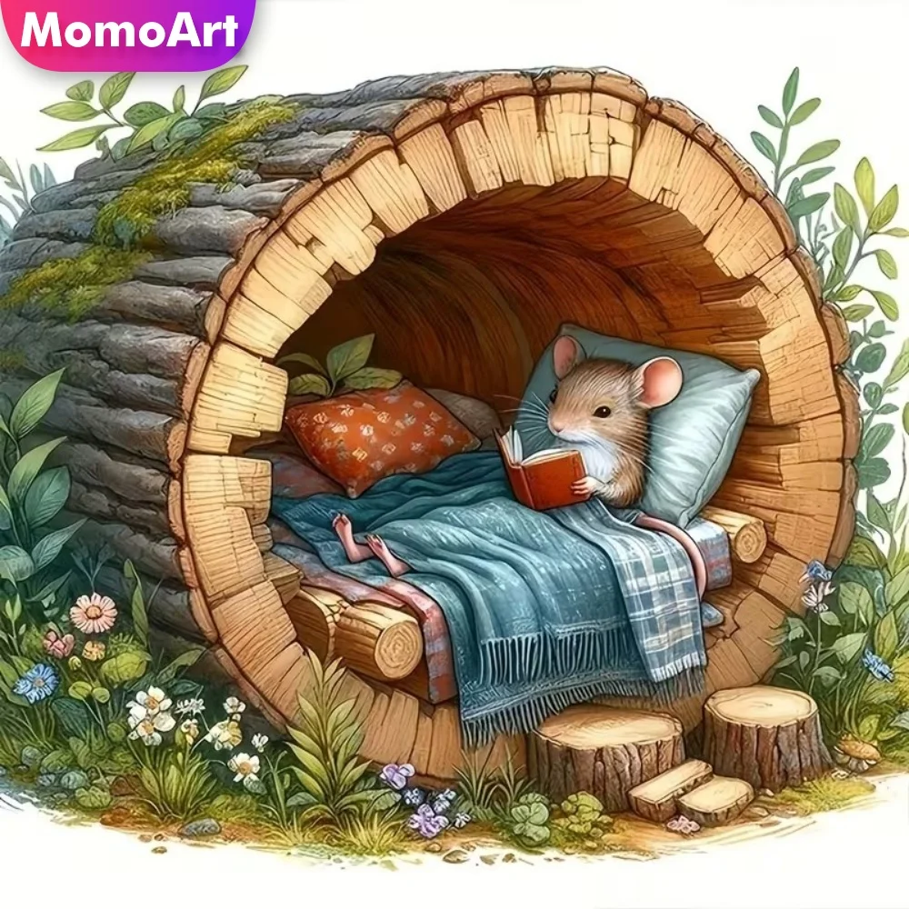 Momoart Maus Diamant-Stickerei Tier DIY Malerei Cartoon Vollquadrat-Diamant-Mosaik Wohnzimmer Kunsthandwerk