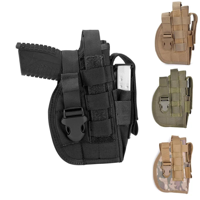 Tactical Universal Molle Gun Holster Concealed Carry Pistol Pouch with 9mm Magazine Pouch for Glock 17 19 Beretta M9 Hunting