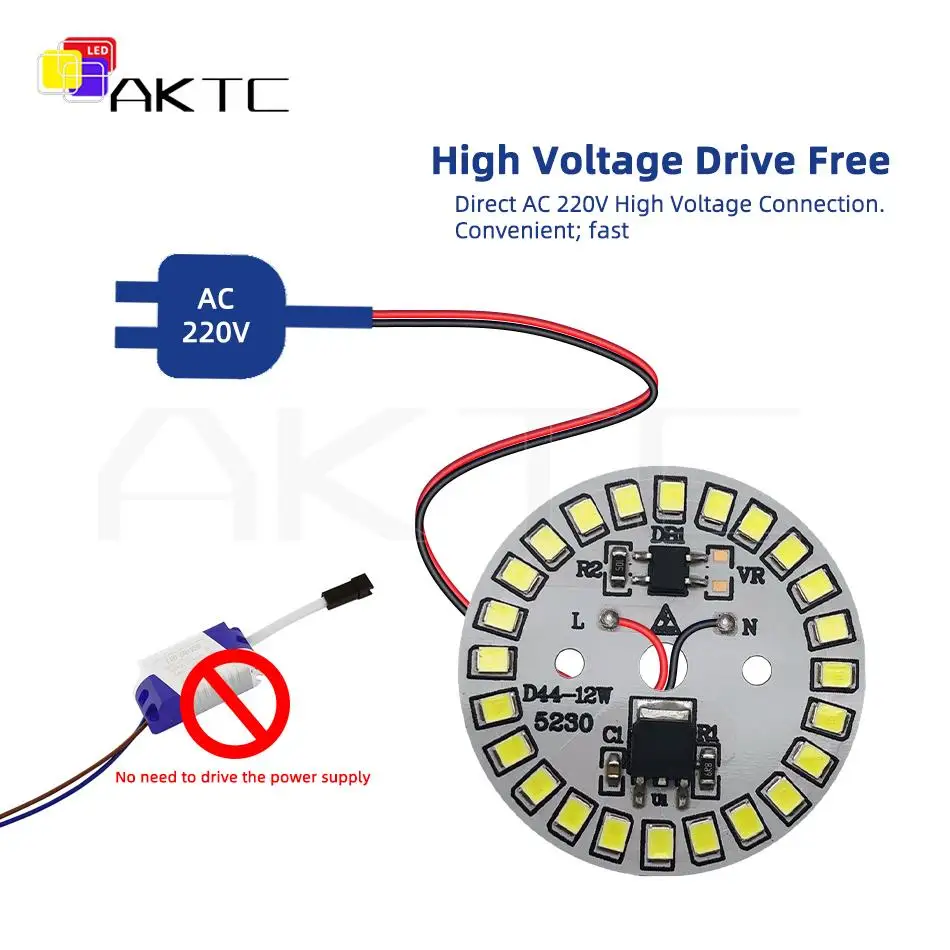 LED Lamps Bulb 2835 Chip Lights Board 220V AC 3W 5W 7W 9W 12W 15W Smart IC No need Driver Warm White Round Aluminum Source Plate