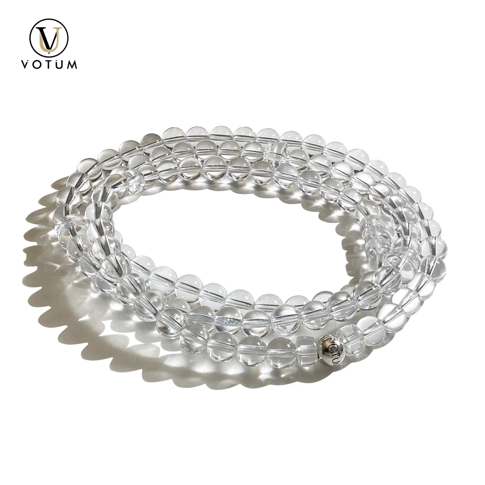 

Votum Long Natural Clear Quartz Beaded Bracelet for Women Man Custom Fashion Chakra Energy Healing Crystal Stone Beads Jewelry