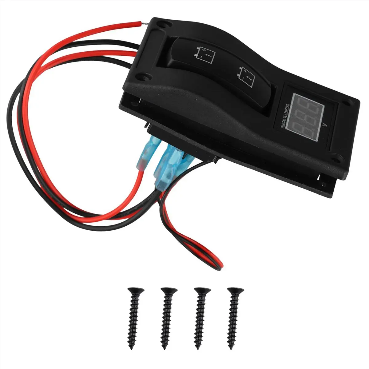 12-24V LED Dual Battery Test Panel Rocker Switch Car Truck Marine Boat Voltmeter 4P ON-OFF-ON