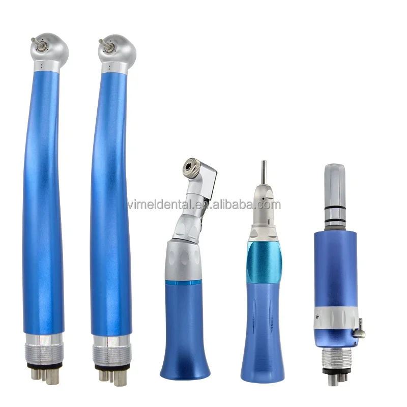 Low Speed Handpiece Contra Angle Straight E-type Air Motor + 2 High Speed Handpiece Colors Blue Kits den tal Instruments