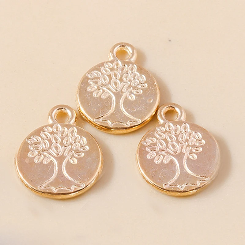 20 stücke 11*15mm Gold Silber Farbe Metall Lebensbaum Anhänger Legierung Baum Münzen Charms Armbänder Halsketten Schmuck machen Zubehör – Detail 4