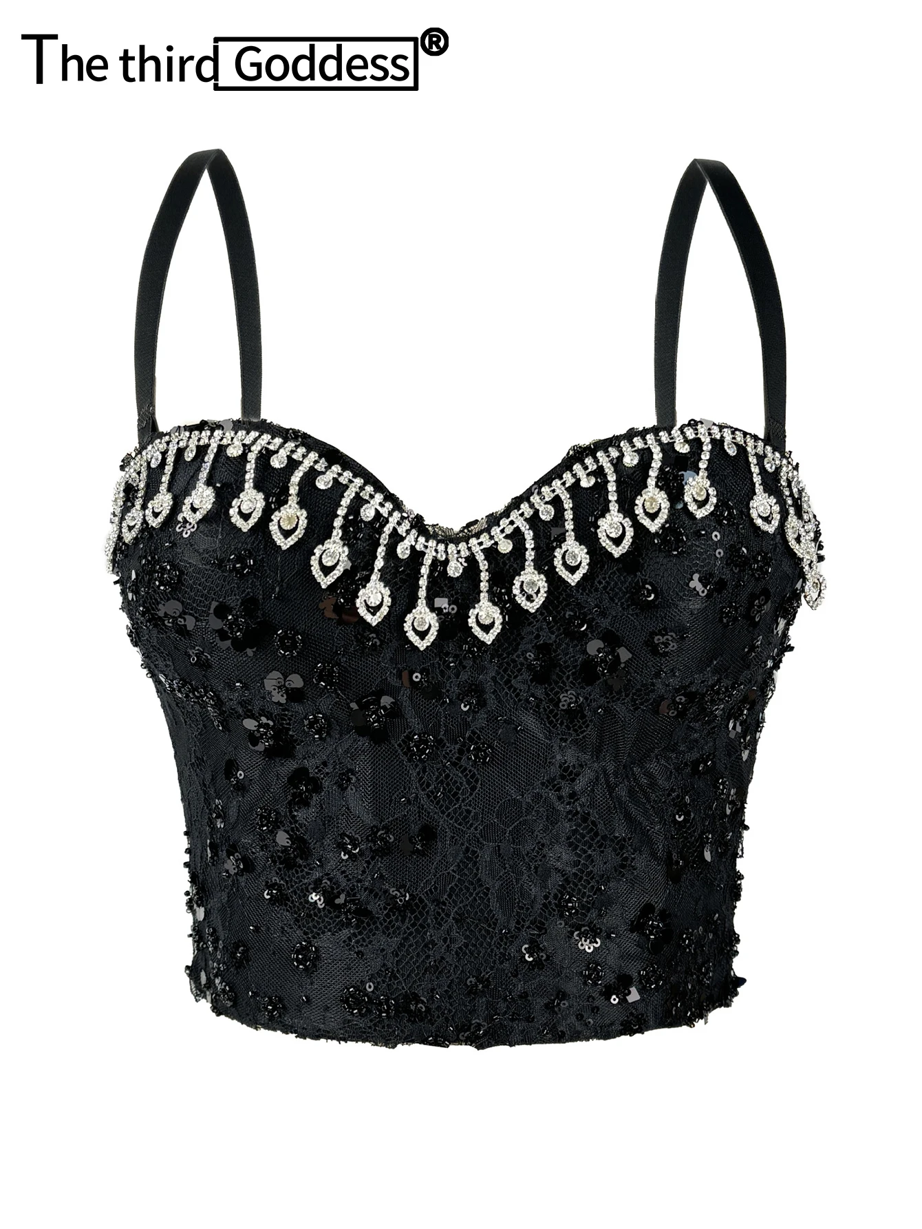 Sexy White Rhinestone Corset Crop Top Women Summer Club Party Tops for Woman Clothing Halter Tank Top Cropped Hotwife Streetwear