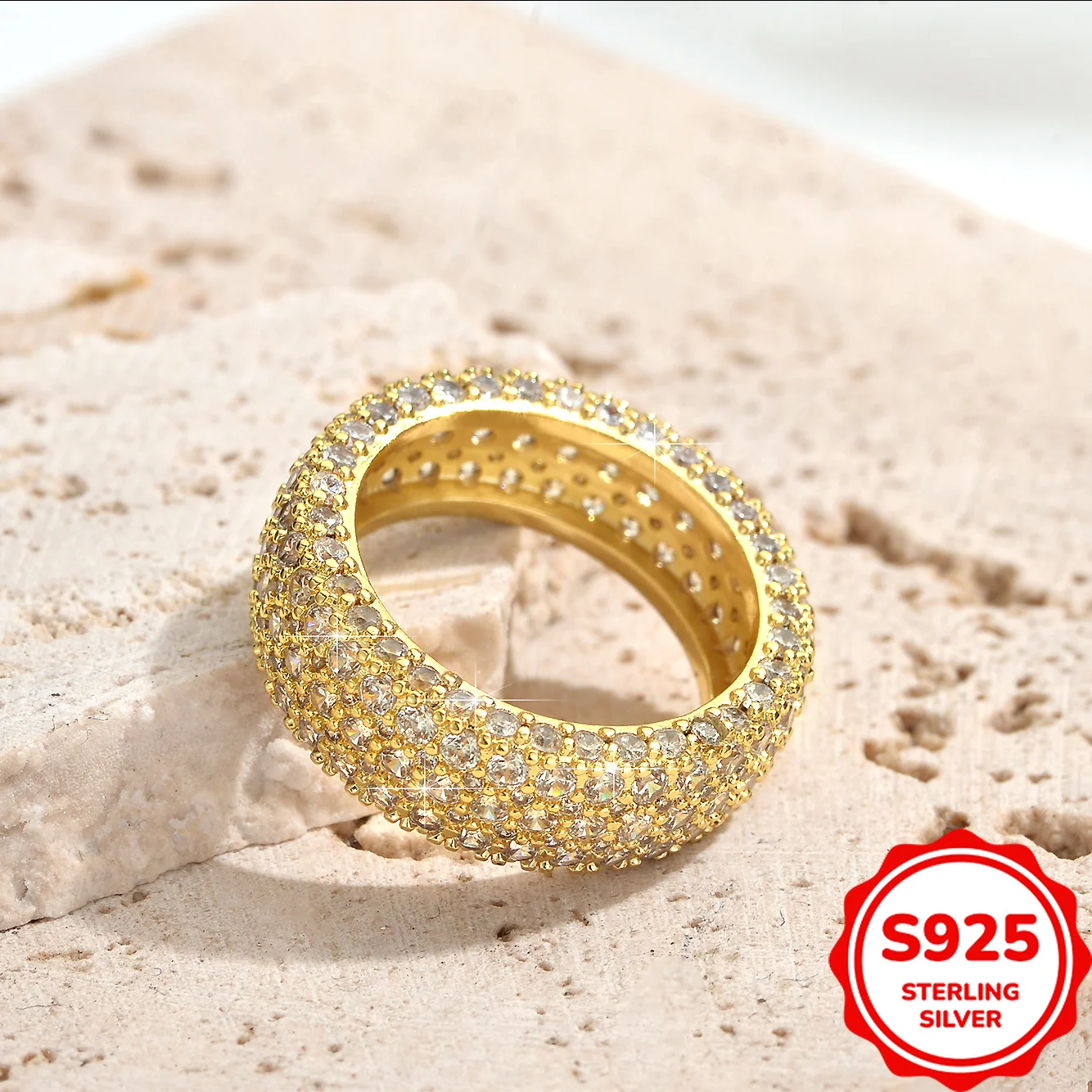 

Classic and Versatile Authentic S925 Silver Full Diamond Temperament Luxury Couple Ring Engagement and Proposal Ring