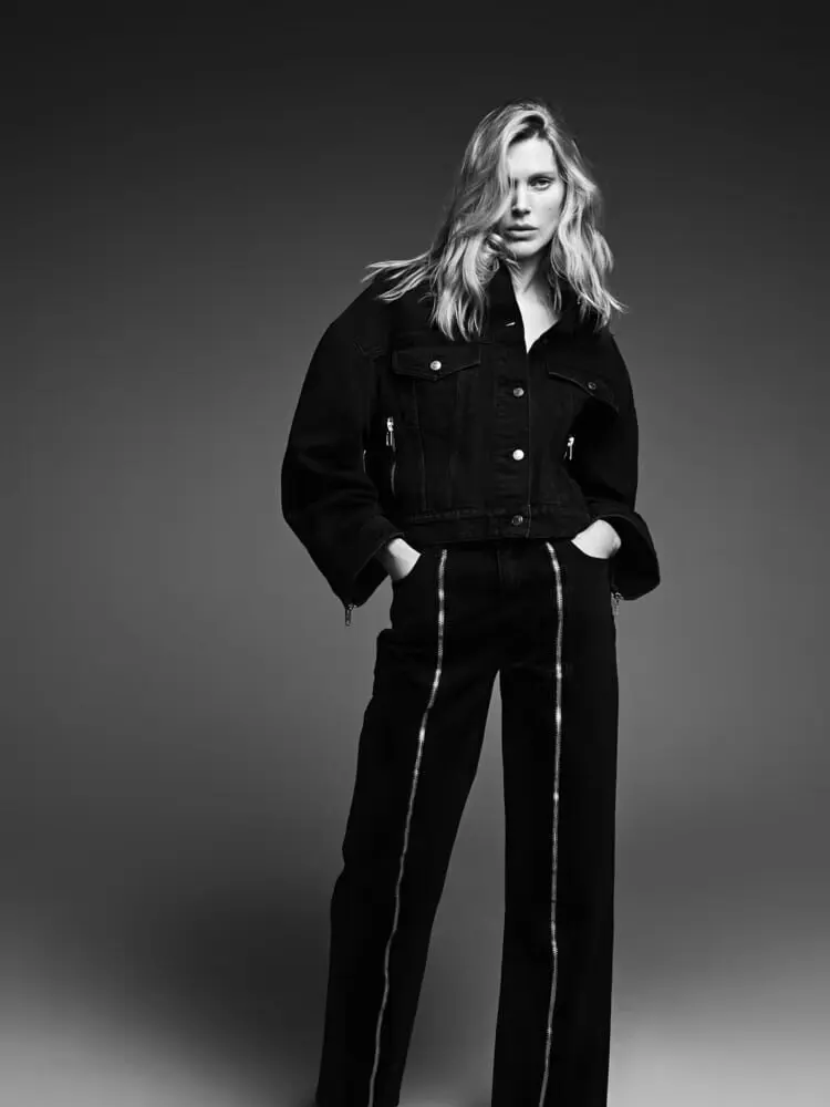 

Summer 2024 Women's Loose Fit Zipper Detail Denim Jaet ort Outerwear Versatile Sle Long Sve Regular Length Pure Color