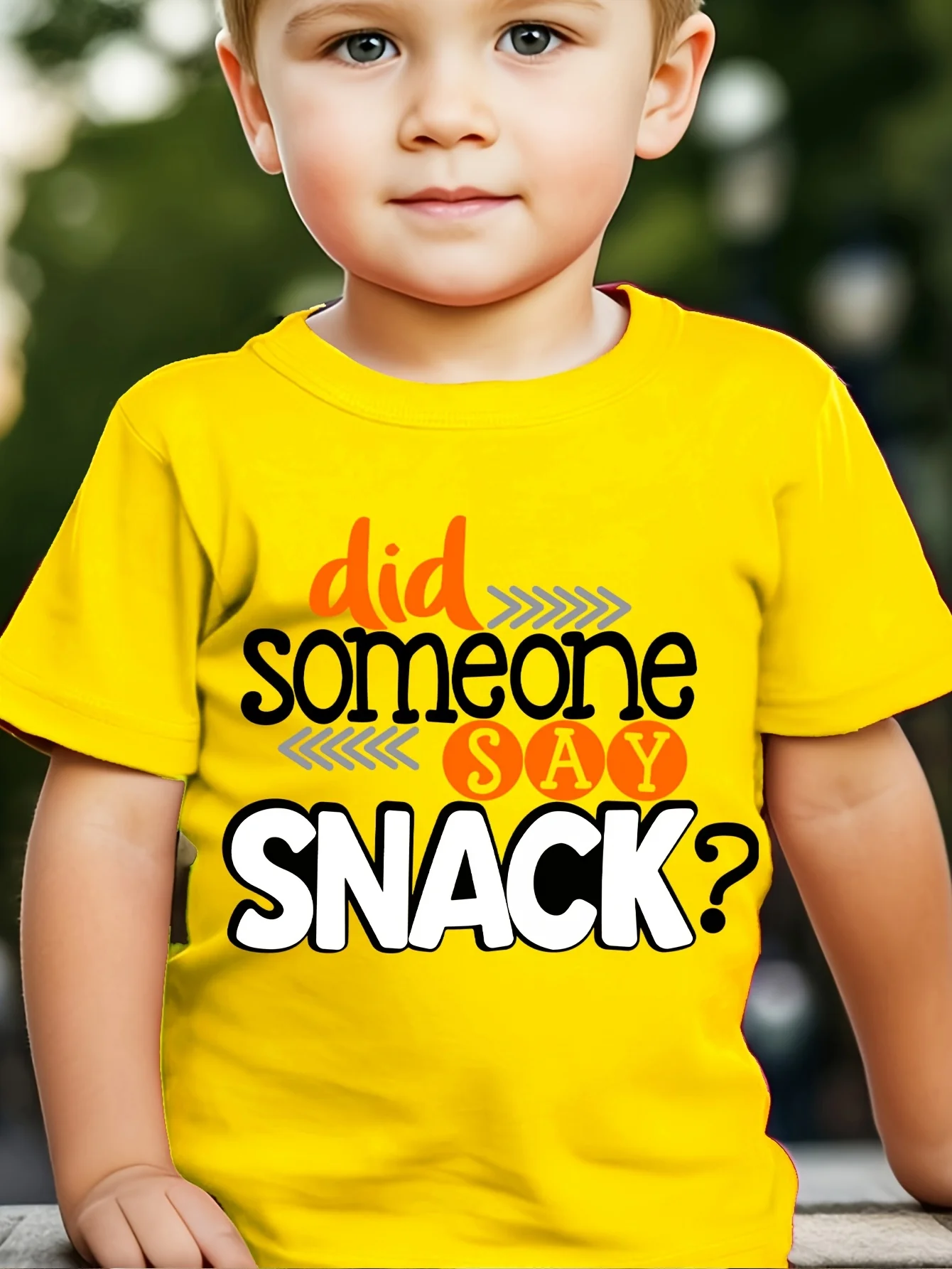 Did Someone Say Snack Funny Letter Slogan Text Graphic Print T Shirt Family Matching Boys Girls Kids Casual Short Sleeve Tops