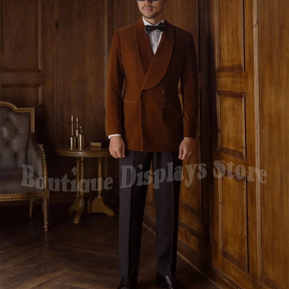 

Elegant Shawl Lapel Men Suit Handsome Custom Made Outfit Slim Fitted DOuble Breasted Formal Party Prom Male Jacket Pants
