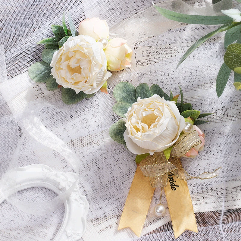 Bridesmaid pulseira com pérola e flor rosa, acessórios do casamento, moda, casamento suprimentos