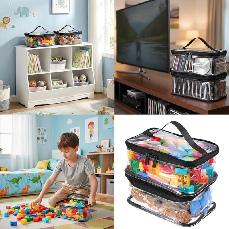 Transparente Reißverschluss-Spielzeugtasche mit Großer Kapazität, Wasserdichter Organizer für Kinder-Bauklötze, Puzzles und Puppen – Detail 7
