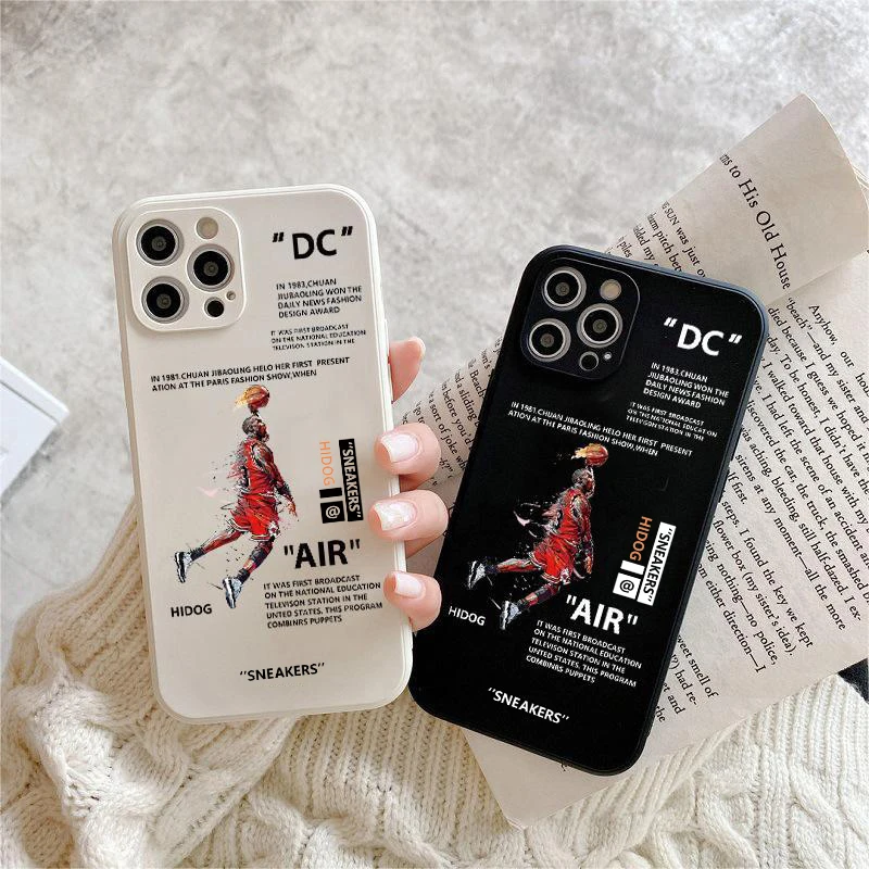 Ins AIR Street Sports Brand Sneakers Basketball Player Phone Case For iPhone13 Pro Max 12 11 XS XR 7 8 14 White Back Cover