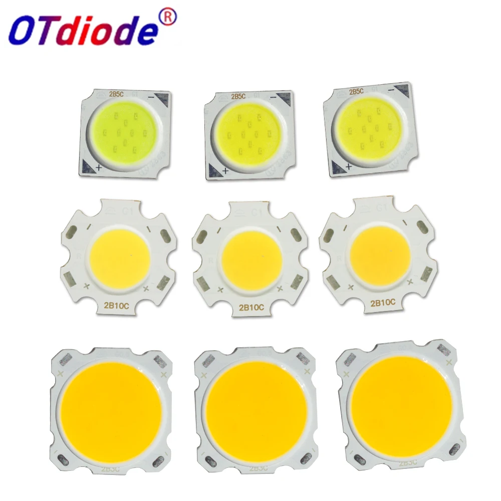 

10pcs 3W 5W 7W 10W 12W LED COB Source Lamp Beads 13mm 20mm 28mm Cold Neutral Warm White Chips DownLight Bulb Lamp Spotlight DIY