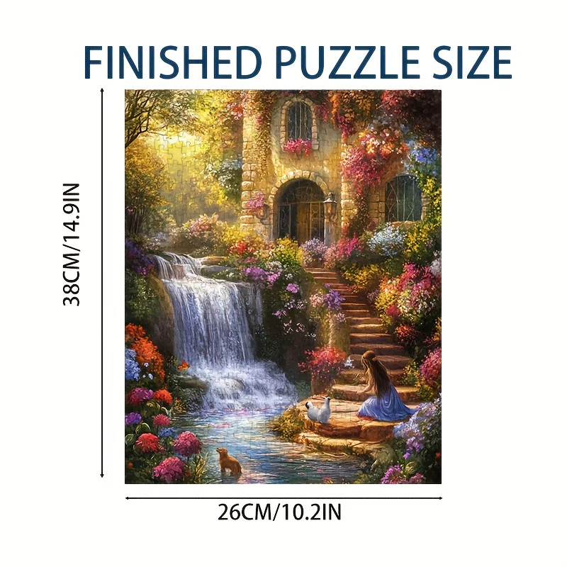 Mini Size Puzzle 1000pcs Boho Enchanted Cottage Waterfall Art - 38x26cm for Nature Lovers Mini Puzzle Micro Puzle
