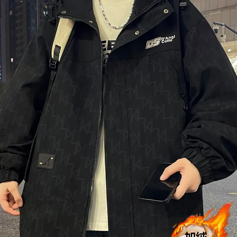 

Thiened Fce осенне-зимний тюнер для мужчин, школьников, младших классов средней школы со шляпой, теплое повседневное пальто