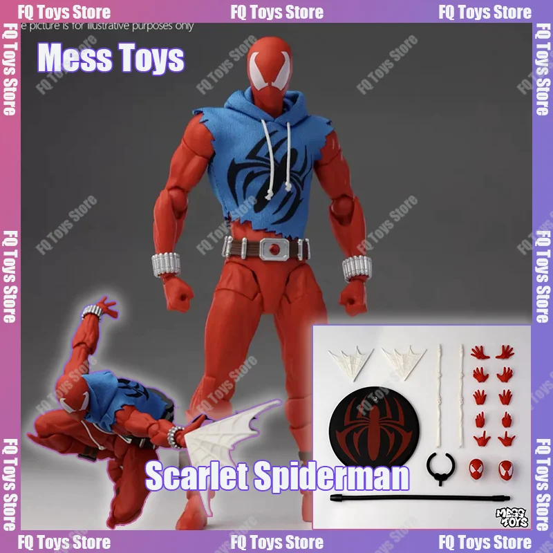 

Предварительный заказ MESS TOYS Алый Человек-Паук Алый Герой Синий тканевый костюм Шарнирная фигурка Модель Подарок