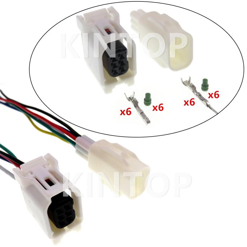 1 Set 6 Pins AC Assembly Auto Wire Terminal Waterproof Socket With Wires 6188-0706 6189-1142 Car Reversing Radar Probe Connector