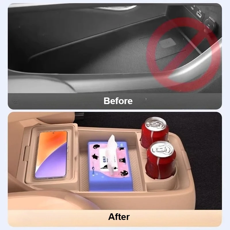 Car Center Console Lower Storage Box Silicone Partitioned Storage Organizer Drinks Holder for Exlantix ET EXEED STERRA ET 2025