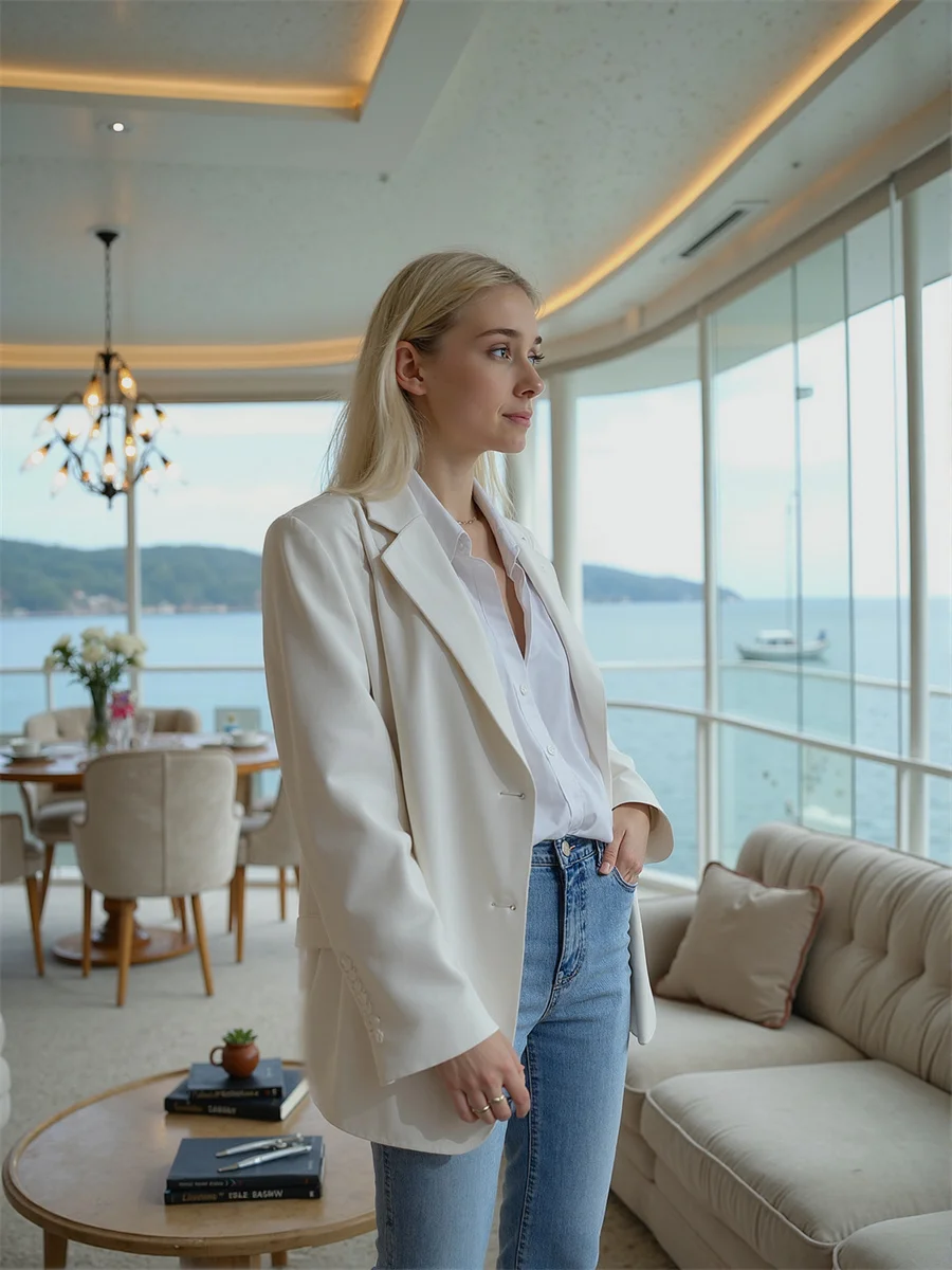 Solide Einreiher Klassische Blazer Für Frau Kleidung Frauen Trends Kragen Transparente Verzierung Vielzahl Figur Girlish OL