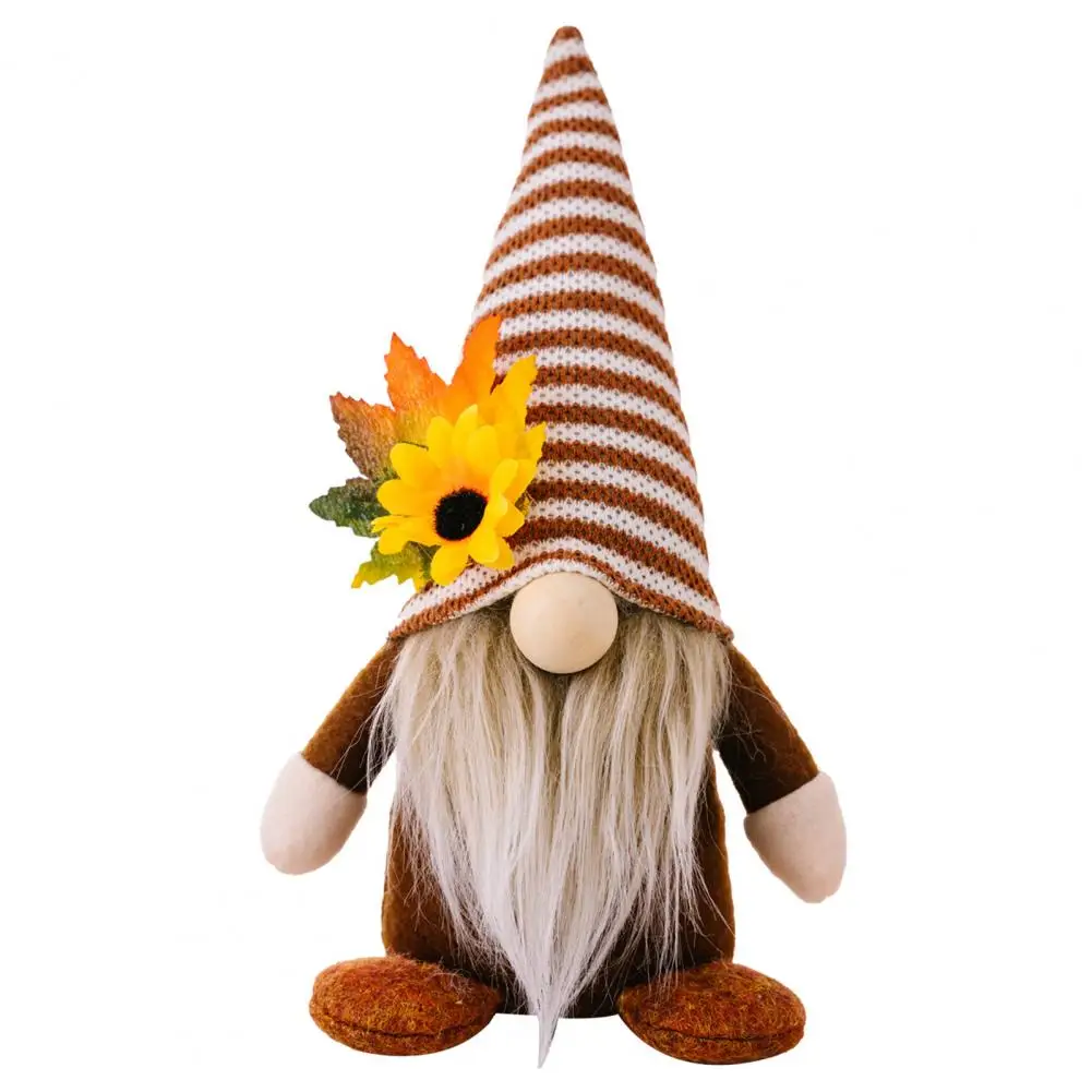 Whimsical Fall Gnome Figurine Handmade Fall Gnome Plush Doll with Sunflower Hat Scandinavian Farmhouse Thanksgiving for Home