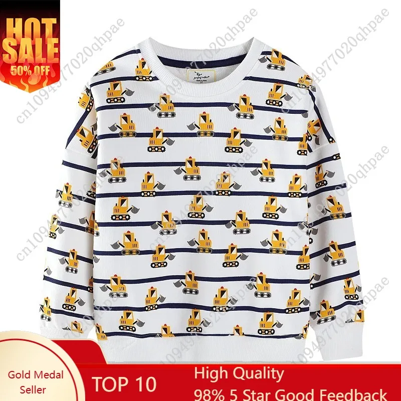 

Jumping Meters 2-7T Print Boys Sweatshirts Kids Clothes Long Sleeve Baby Hooded Sport Shirts Autumn Spring Tops Pullover Shirts
