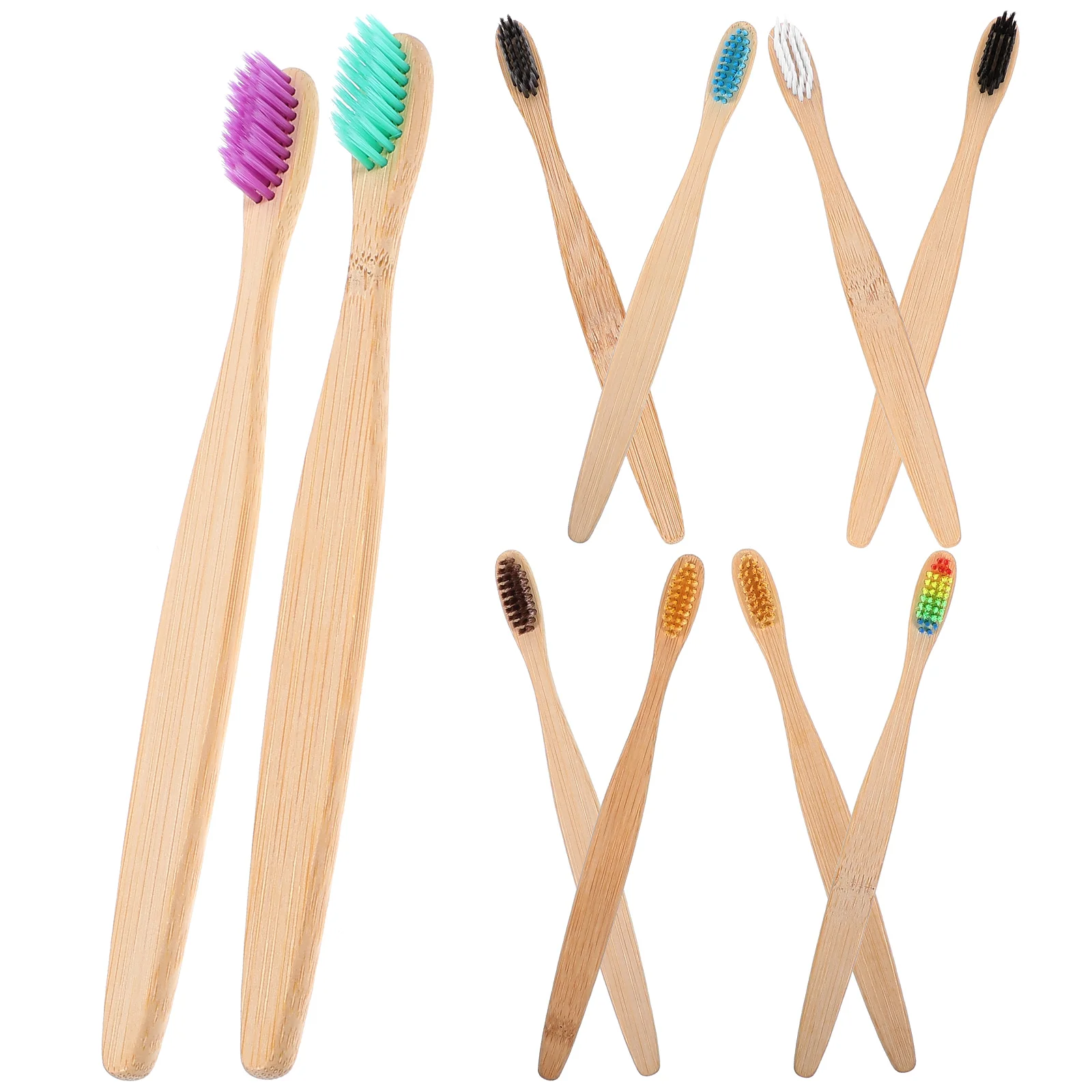 

10pcs Bamboo Toothbrush Set Bristles Biodegradable Water Resistant Oral Health Family Gift Toothbrush