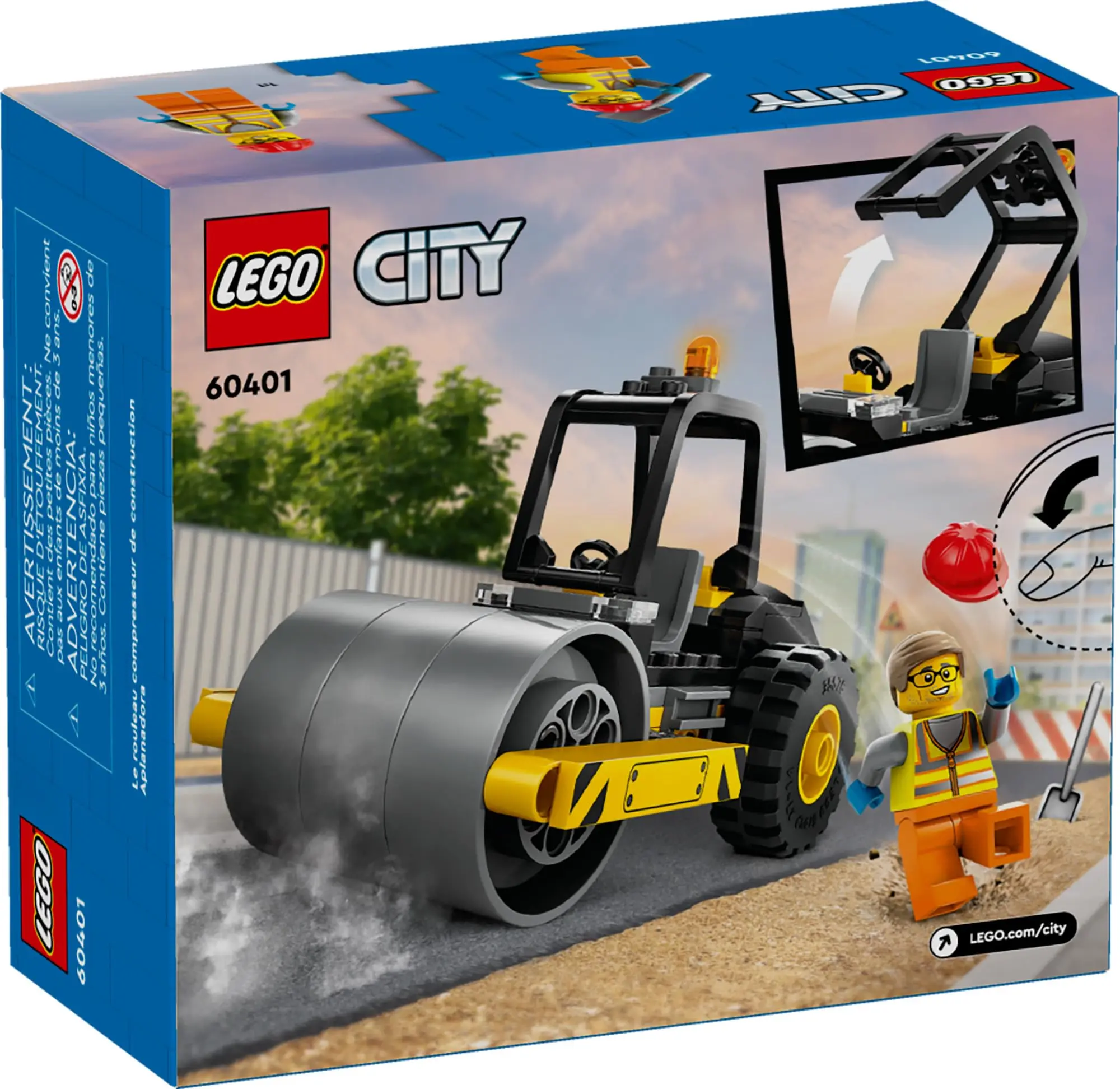 LEGO City Construction Steamroller Toy Playset, Fun Gift, Construction Toy Set Model Truck with a Worker Minifigure 60401