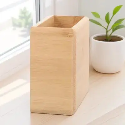 

Wall Mounted Remote Control Holder Bamboo Ac Controller Storage Box Self Adhesive No Drilling Home Organization