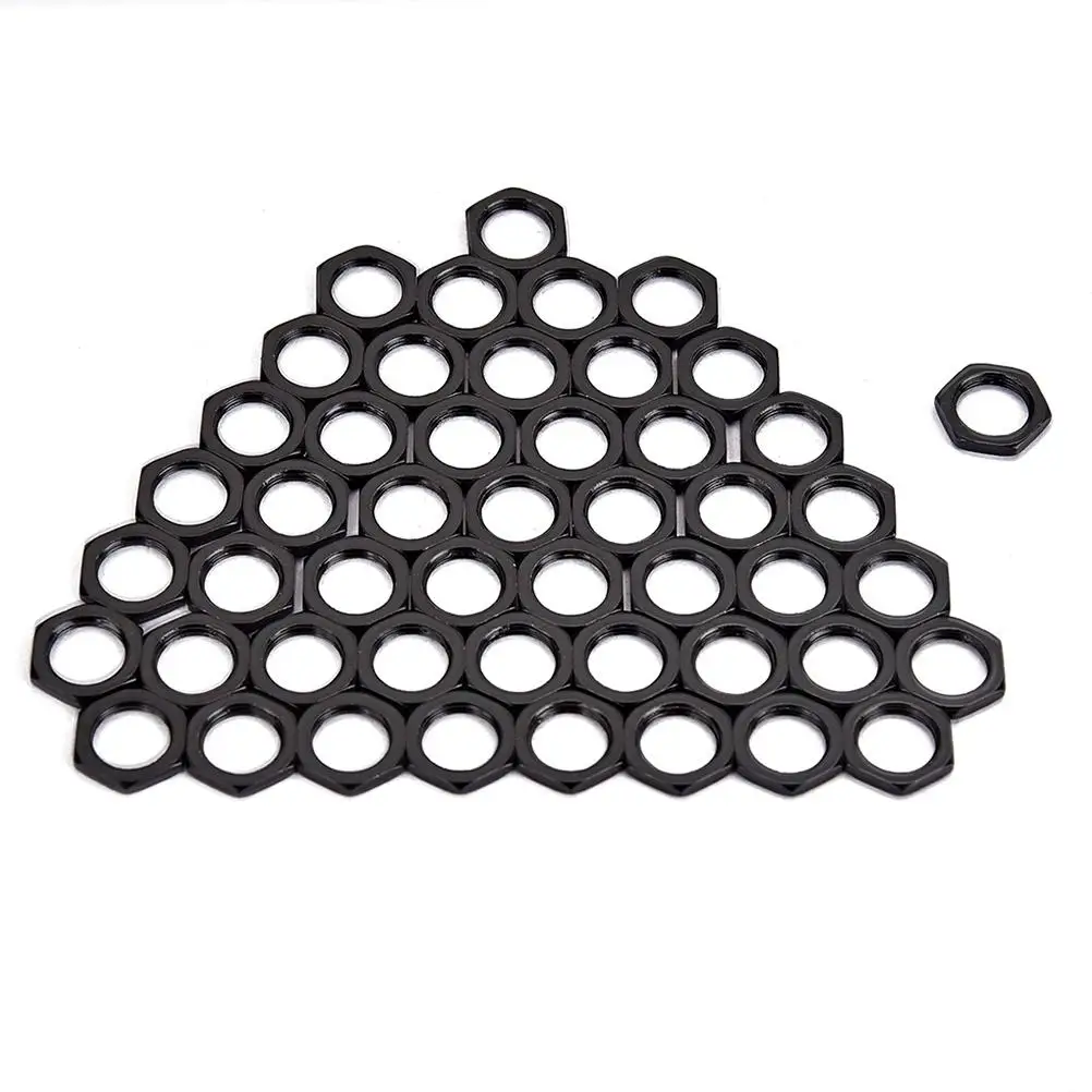 

50 Pcs Zinc Alloy Fine Tooth Nut Light Nut Thin Nut 8mm for Instrument Guitar Bass Socket Jack (Black)