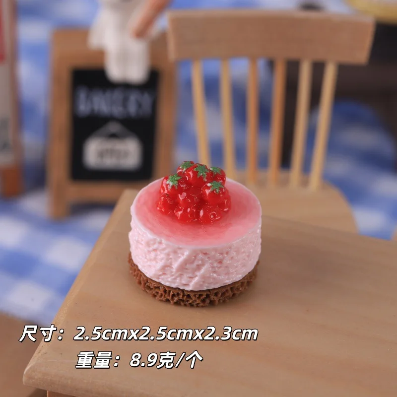 3pcs Mini Fruit Mousse Cake Model Realistic Cake Dessert Food Miniature Kitchen Scene DIY Dollhouse Decoration Desktop Craft