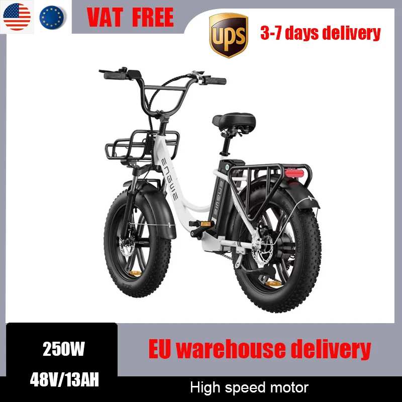 

Electric Bicycle 20*4.0 Inch Fat Tire 250W Mountain Ebike 48V13Ah Battery Maximum Speed 25km/h Battery Life 140km Electric Bike