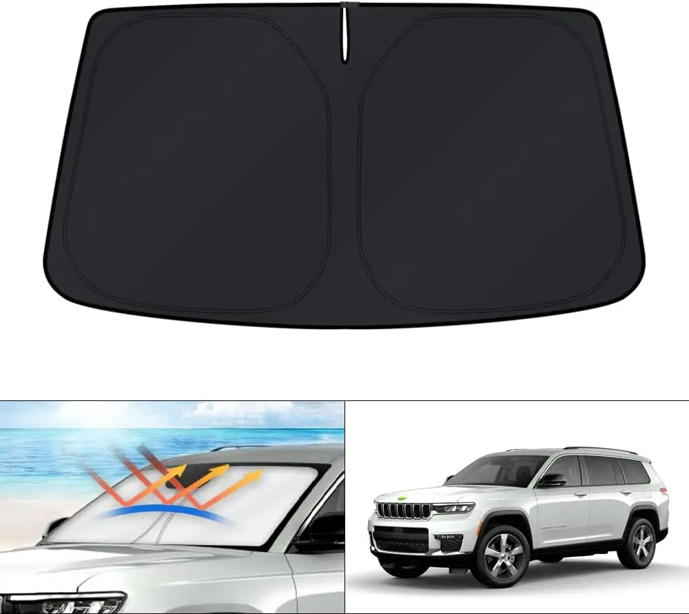 

Windshield Sun Shade for 2021-2024 2025 Jeep Grand Cherokee/Grand Cherokee L Accessories SUV Window Sunshade Sun Visor Protector