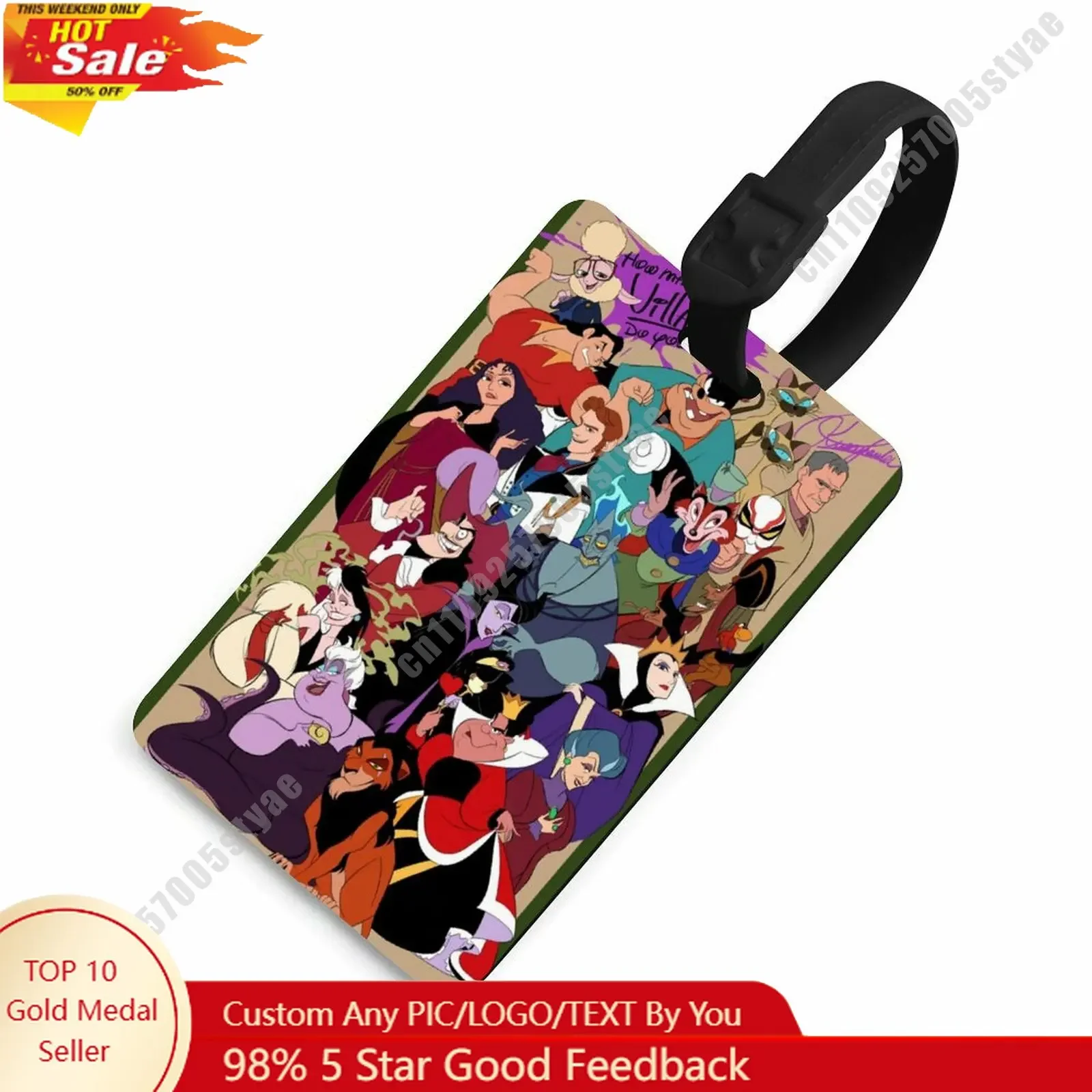 

Disney Villains Luggage Tag Disney Personalized Customized Your Name Phone Number Address Anti Loss Travel Essential Accessories