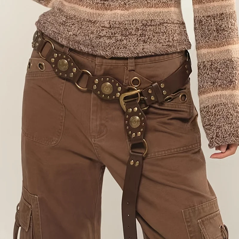1 Stück neuer Damengürtel, modischer Retro-Nieten-Gürtel im Ethno-Stil, vielseitiges Kleid, tailliertes Hemd, Pullover-Dekorationsgürtel